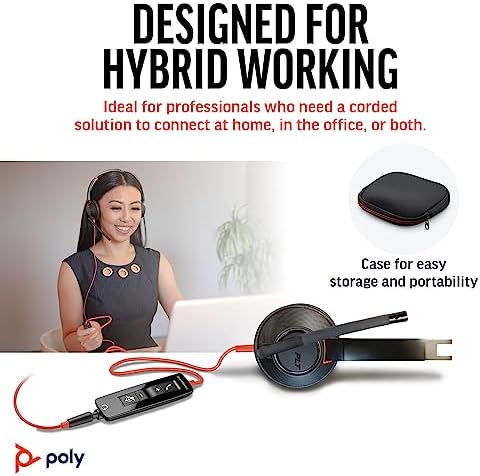 Poly Blackwire 5220 Wired Headset - Flexible Boom Mic - Noise Cancelling Headphones with Mic - USB-C, USB-A, 3.5mm - Ergonomic Over-Ear Design - Works with Microsoft Teams, Zoom - Work from Home - Image 2