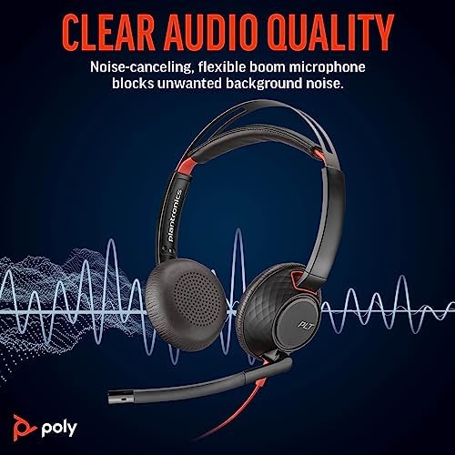 Poly Blackwire 5220 Wired Headset - Flexible Boom Mic - Noise Cancelling Headphones with Mic - USB-C, USB-A, 3.5mm - Ergonomic Over-Ear Design - Works with Microsoft Teams, Zoom - Work from Home - Image 3