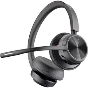 Poly - Voyager 4320 UC Wireless Headset + Charge Stand (Plantronics) - Headphones with Boom Mic - Connect to PC/Mac via USB-A Bluetooth Adapter, Cell Phone via Bluetooth - Works with Teams, Zoom &More